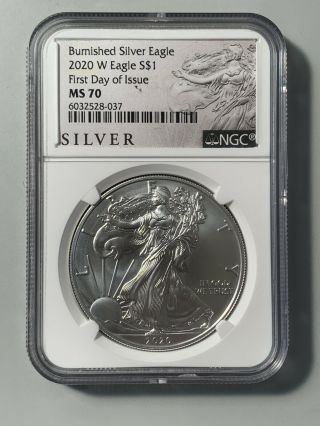 - 2020 - W Burnished $1 American Silver Eagle Ngc Ms70 Fdi Als Label