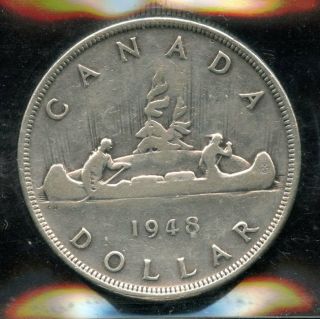 1948 Canada Silver Dollar - Iccs Vg - 10 Key Date Dollar