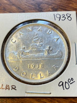 1938 Canada Silver Dollar.  Choice Au - Unc.