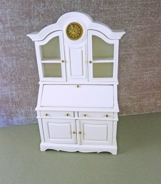 Estate Dollhouse Miniature Bespaq Mm013 White Gigi Gustavia Desk/ Clock
