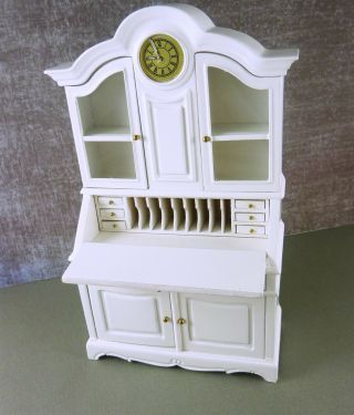 Estate Dollhouse Miniature Bespaq MM013 White Gigi Gustavia Desk/ Clock 2