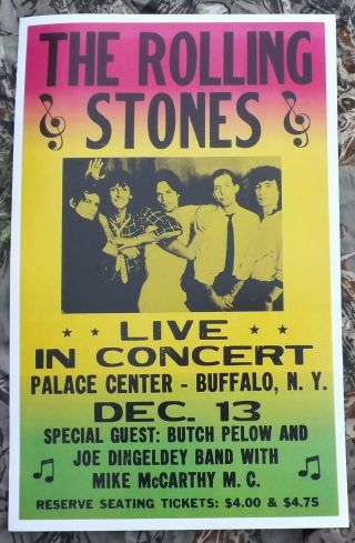 Vintage Rolling Stones Concert Poster 1965 Palace Center - Buffalo,  Ny