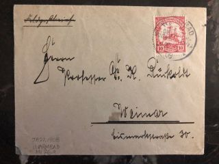 1908 Warmbad German Sw South West Africa Cover To Weimar Germany