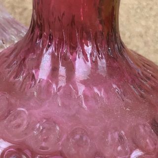 Fenton Glass Ruby (Cranberry) Optic Dot Cruet with No Stopper 5 - 3/4” Tall 2