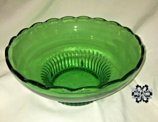 Vintage Eo Brody Co M2000 1950 Green Glass Candy Dish Console Bowl Scalloped Rim