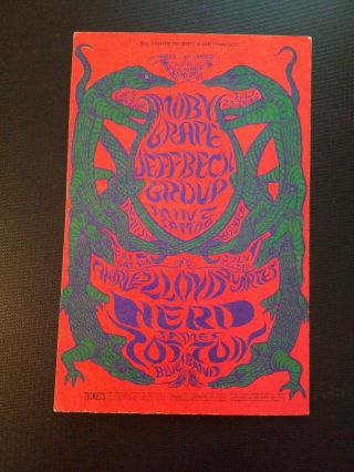 Vintage Bill Graham Postcard " Moby Grape Jeff Beck Group " Music Memorabilia