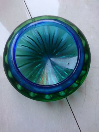 Vintage Art Glass Bowl Green And Blue