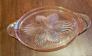 Vintage Oval Pink Depression Glass Dish With Handles - 9 1/2 "
