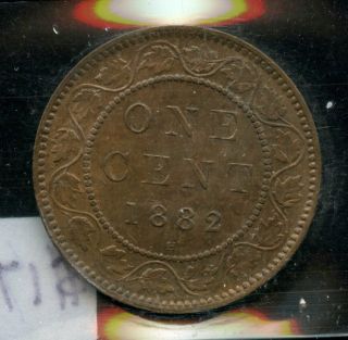 1882h Canada Large Cent - Iccs Ms - 62 - Obverse 1; Trace Red