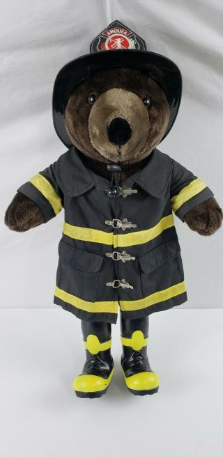 Patriot Teddy Bear 20” Firefighter/fireman Jj Wind - Hat/boots/coat - Great Condtion