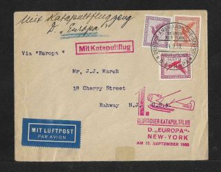 Catapult Germany To Usa Air Mail Cover 1930