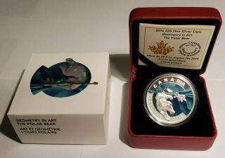Royal Canadian 2016 Polar Bear Geometry In Art $20 Silver Coin Proof /7500
