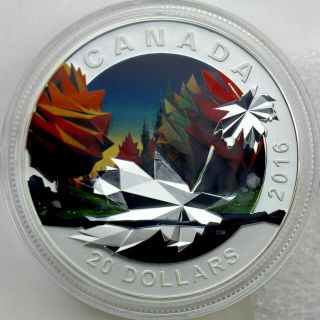 2016 Canada $20 Dollars 9999 Silver Geometry In Art Maple Leaf Color
