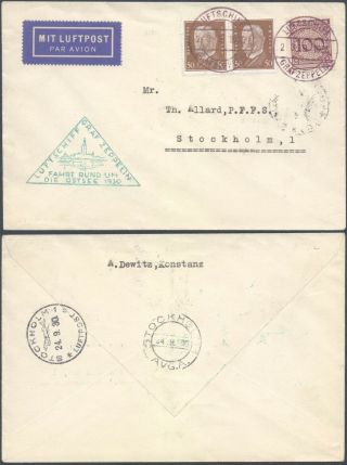 Germany 1930 - Zeppelin Flight Air Mail Cover To Sweden V30/10