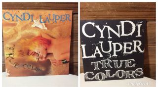 Cyndi Lauper 1986 True Colors In Store Display 2 Sided Promo Sign 12”x12”