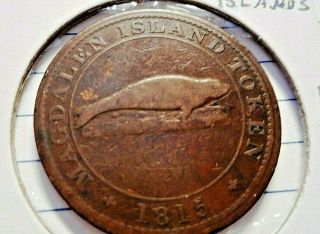 Lower Canada 1815 Magdalen Island One Penny Token Km Tn1 Lc - 1