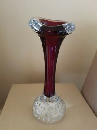 Jack In The Pulpit Bud Vase Deep Red And Clear Bubble