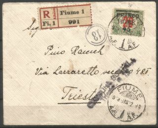 Fiume,  Registered Cover To Trieste
