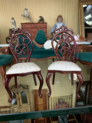 Bespaq Vintage Dollhouse Miniature Pair Belter Side Chairs - - - Old Store Stock