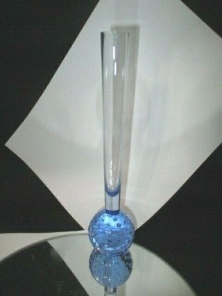 Blue Kosta Boda Controlled Bubble Bud Vase Paperweight Ball Base