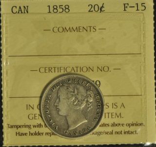 Canada 1858 20 Cent Piece - Iccs - F15 -