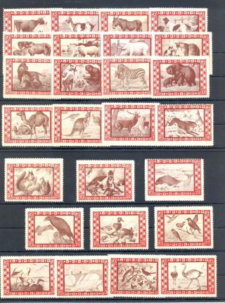 Denmark 26 X Poster Stamp = - Wild Animals =  - Most Vf - - @5