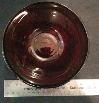Vintage Cristal D ' Arques Durand Antique Ruby Red Pressed Glass Bowl.  6 inch 2