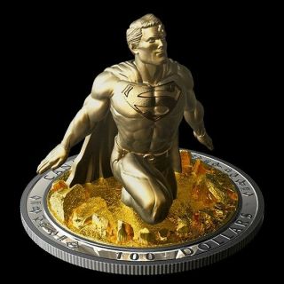 10 oz.  Pure Silver Gold - Plated Coin - Superman: The Last Son of Krypton 2
