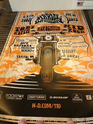 2013 Harley Davidson Aerosmith Toby Keith Kid Rock Concert Poster 11x17