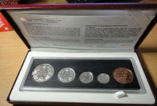 Canada 90th Anniversary 1908 - 1998 Antique Coin Set Sterling Silver 5 Coins