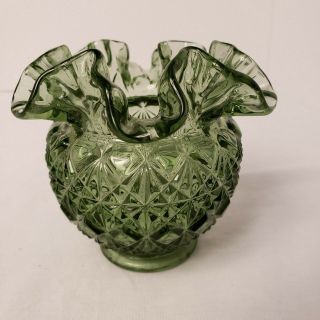 Fenton Colonial Green Small Crimped Vase 70 