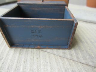 1994 CJ ' S Artisan Dollhouse Miniature Distressed Blue Wood Side Board Cabinet 3