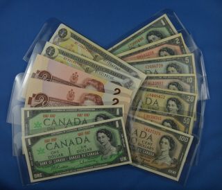 1954 Canadian Bills - $1 $2 $5 $10 $20 $50 $100 - Plus 6 More Cdn Bills