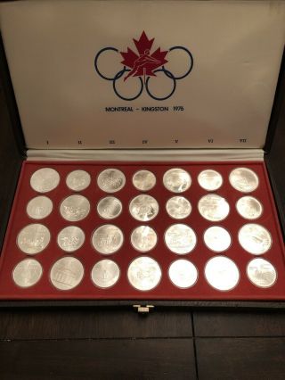 1976 Canadian Montreal Olympic Coin Set - Silver - 28 Coins Over 30 Oz.  925 - Unc