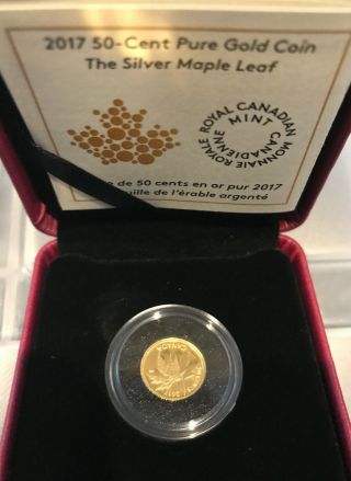 Canada 2017 The Silver Maple Leaf: 1/25 Oz.  Pure Gold 50 - Cents Proof Coin
