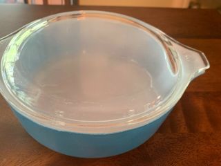 Pyrex Turquoise Blue Cinderella Bowl With Lid 1 Pt