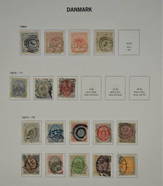 Denmark Stamps Selection Of Early Issues On Album Page (t55)