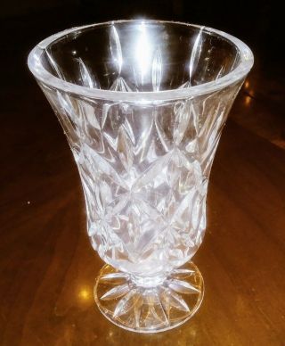 Vintage Cut Crystal Glass Footed Vase 7 "
