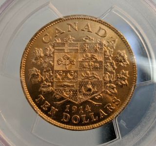 Canada 1914 Gold $10,  Pcgs Ms 64.  Coin