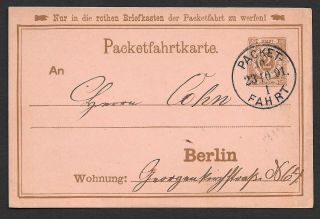 German Reich Covers 1891 Local Packetfahrtkarte Stadt Post Berlin