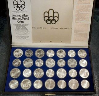 1976 Canadian Montreal Olympic Coin Set - Silver - 28 Coins - Orig.  Case - Unc.