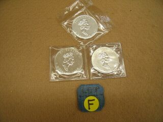 F - Canada Silver Maple Leaf 1 Oz.  $5.  00 Bu Coins - 1996 - 1997 - 1998 - Nr