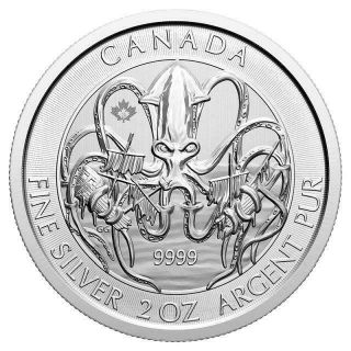 Canada - 2020 Silver.  9999 2 Oz Kraken Coin - Creatures Of The North Rcm Series