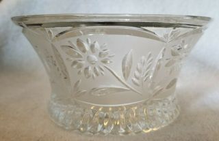 Vintage Clear Glass Candy Dish Etched Floral Frosted Starburst Bottom 3 " X 5 "