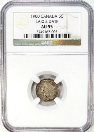 1900 Canada 5c Nickel Large Date Ngc Au 55 Wide 0 Round 0 156683