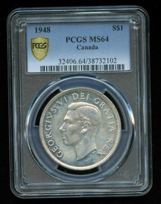 1948 Canada Silver Dollar Pcgs Ms64
