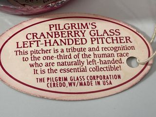 Vintage Cranberry Pilgrim Left Handed Glass Pitcher / Creamer - 3 