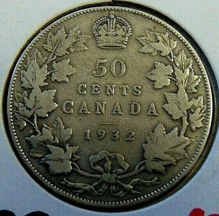 Canada 1932 Silver Half Dollar Canadian King George V Key Date Low Mintage