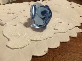 Retro Vintage Art Glass Elephant Animal Clear Blue Paperweight 2