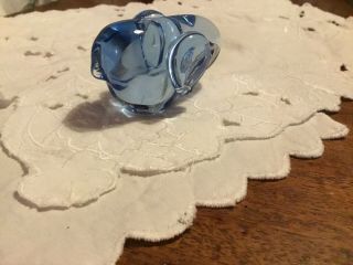 Retro Vintage Art Glass Elephant Animal Clear Blue Paperweight 3